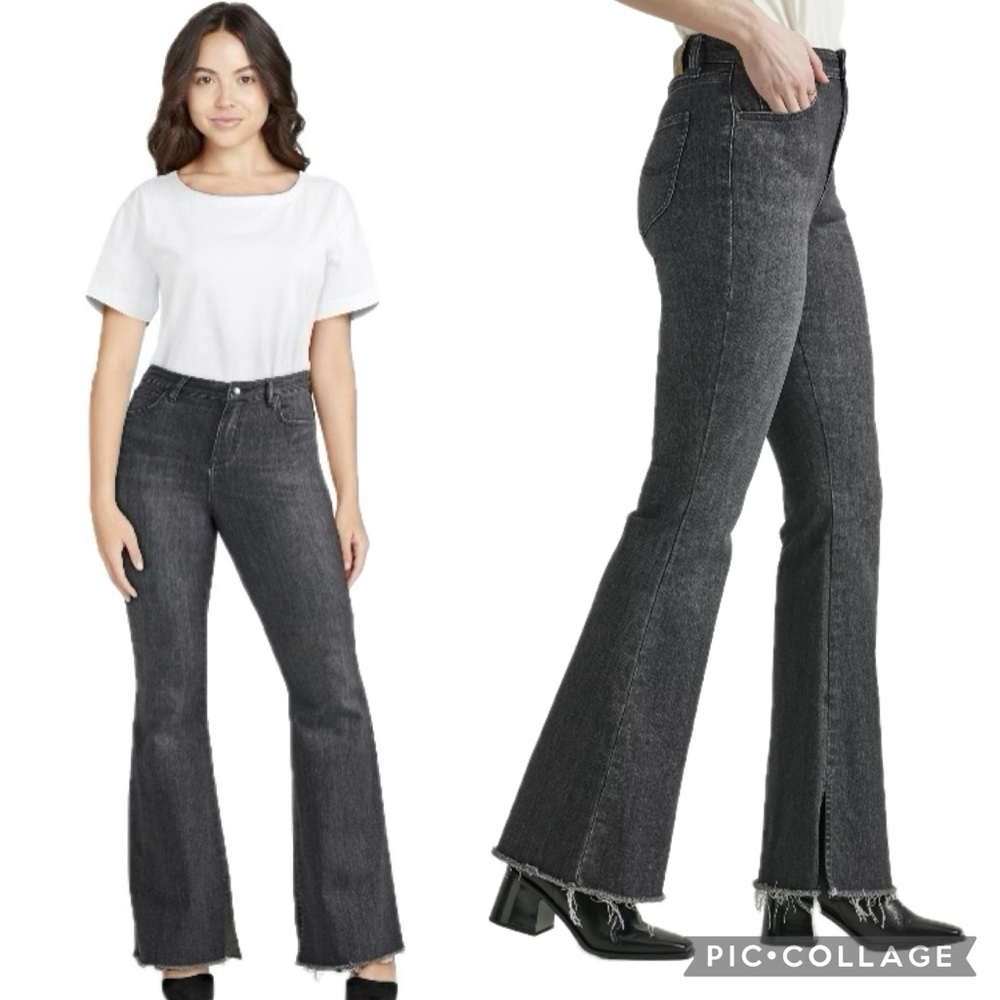 Lee Legendary Heritage High-Rise Raw Hem Flare Jeans Vintage Inspo Dusty Black